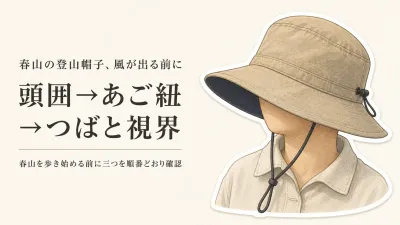 春山の登山帽子、あご紐はいつ締める？風が出る前に行う頭囲・つば・視界の確認
