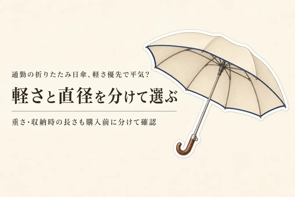残暑の通勤、折りたたみ日傘は軽量を優先しても肩まで覆える？直径と収納時の長さで選ぶ