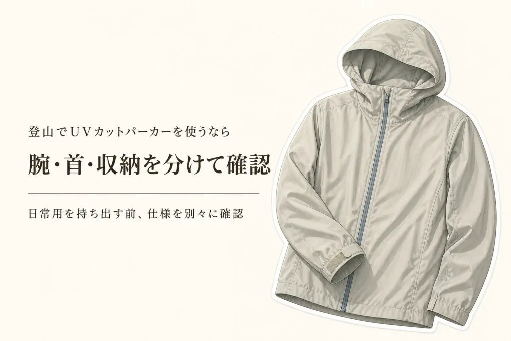 登山にUVカットパーカーは使える？腕・首の覆い方と持ち運びやすさで日常用から選び直す