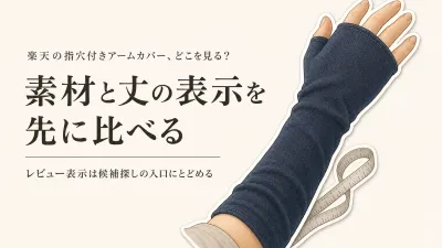 楽天でレビュー数が多い指穴付きアームカバーを比較｜素材・丈から手の甲を覆いやすい一枚を選ぶ