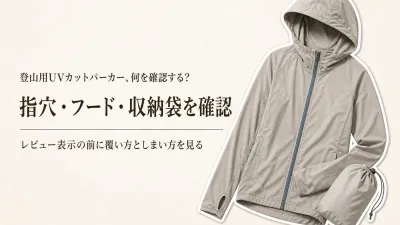 楽天でレビュー数が多い登山向けUVカットパーカーを比較｜指穴・フード・収納袋の記載で確認